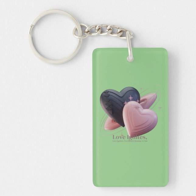 Nyckelkedja för Romantic Two Hearts (Framsidan)