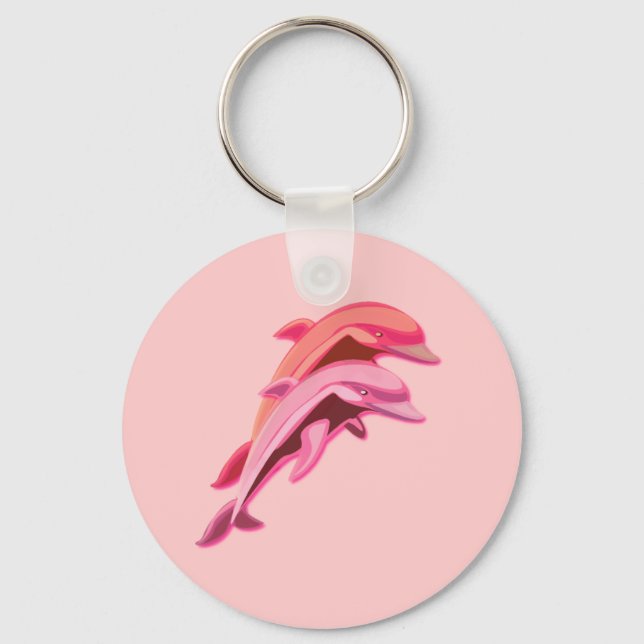 Nyckelkedja för Rosa av rosa-delfindesign Nyckelring (Framsida)