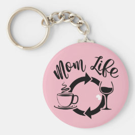 Nyckelkedja för rosa Mamma - Upprepa kaffet Vin Nyckelring