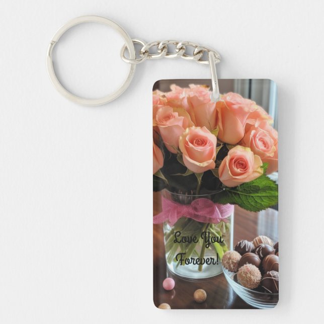 Nyckelkedja för Rosa ros Personlig (Framsidan)