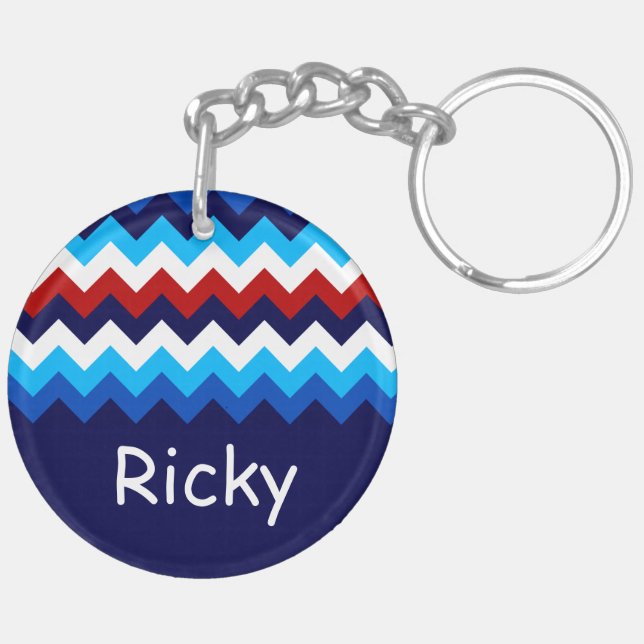 Nyckelkedja för Rött vitt blått Anpassningsbar i s (Vänster Baksida)