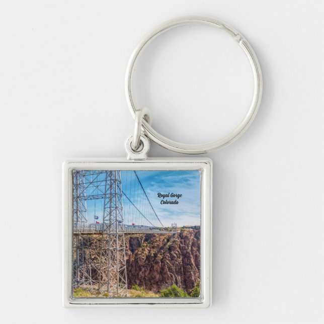 Nyckelkedja för royal Gorge Bridge-sidovy Fyrkantig Silverfärgad Nyckelring (Framsidan)