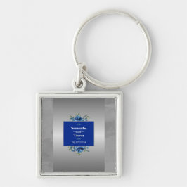 Nyckelkedja för Silver-metallisk bloom Fyrkantig Silverfärgad Nyckelring