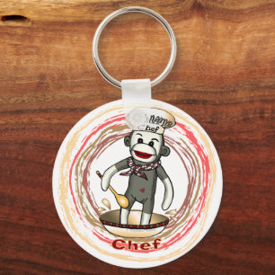 Nyckelkedja för sock monkey Chef Nyckelring