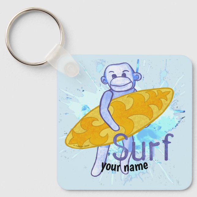 Nyckelkedja för sock monkey Surfer Nyckelring (Framsida)