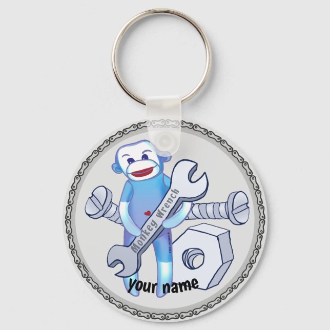 Nyckelkedja för sock monkey Wrench-mekanik Nyckelring (Framsida)