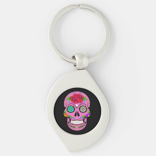 Nyckelkedja för sockerDöskallar Metall (Framsidan)