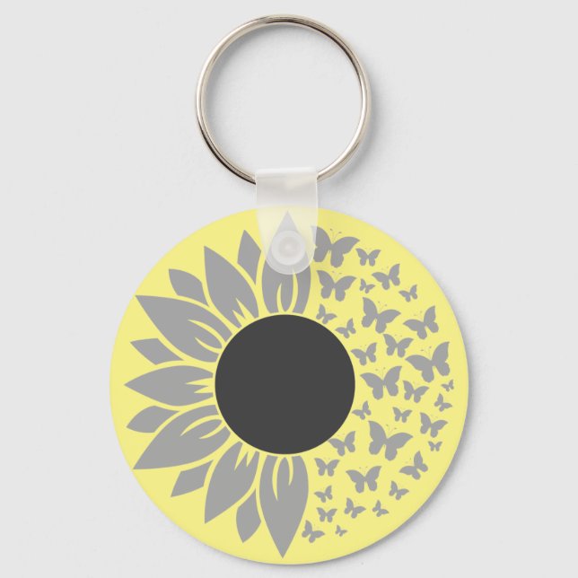 Nyckelkedja för solros- och Gult-fjäril Nyckelring (Framsida)