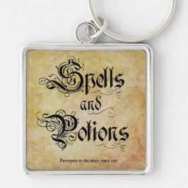 Nyckelkedja för spådomar och alternativ fyrkantig silverfärgad nyckelring