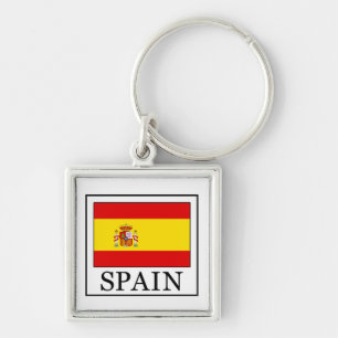 Nyckelkedja för Spanien Fyrkantig Silverfärgad Nyckelring