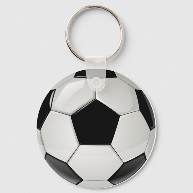 Nyckelkedja för svart och vit fotboll (Nyckelring) Nyckelring (Framsida)