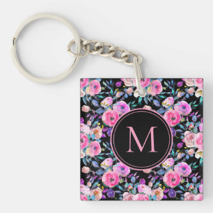 Nyckelkedja för svartvit Rosa i Monogram vattenf
