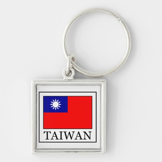 Nyckelkedja för Taiwan Fyrkantig Silverfärgad Nyckelring (Framsidan)