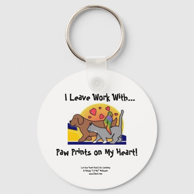 Nyckelkedja för tass avtryck Färgad Nyckelring (Framsida)