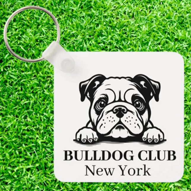 Nyckelkedja för tema för Anpassningsbar av bulldog Nyckelring (Show your love for bulldogs with a custom Club Theme keychain.  )