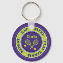 Nyckelkedja för tennisslogan, lila och grönt för c