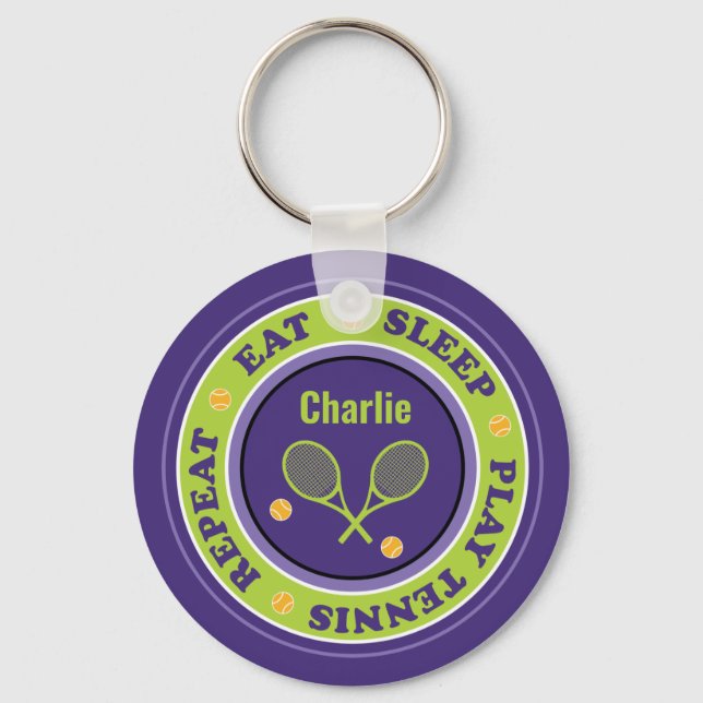Nyckelkedja för tennisslogan, lila och grönt för c nyckelring (Framsida)