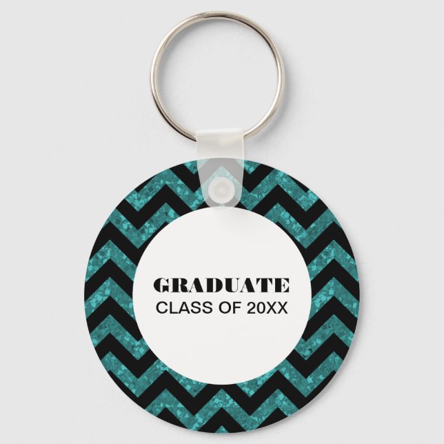 Nyckelkedja för Turcos Chevron Glitter Studenten Nyckelring (Framsida)