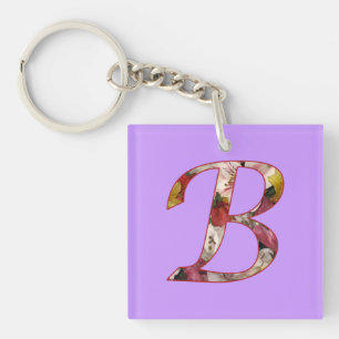 Nyckelkedja för utformning av Monogram B-Blommigt