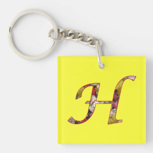 Nyckelkedja för utformning av monogram H-Blommigt