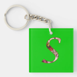 Nyckelkedja för utformning av Monogram S-Blommigt