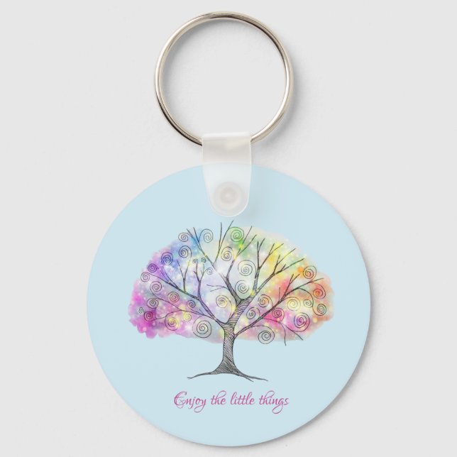 Nyckelkedja för vattenfärger i färgad träd nyckelring (Framsida)