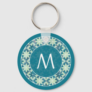 Nyckelkedja för vattenlevande monogram-Blommigt Nyckelring