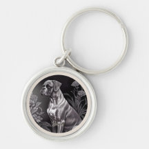 Nyckelkedja för Vintage i Boxer-Hund Art Metall
