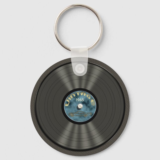 Nyckelkedja för vintage-vinylpost (blå) nyckelring (Framsida)