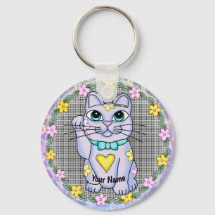 Nyckelkedja för Violet Lucky Cat Nyckelring