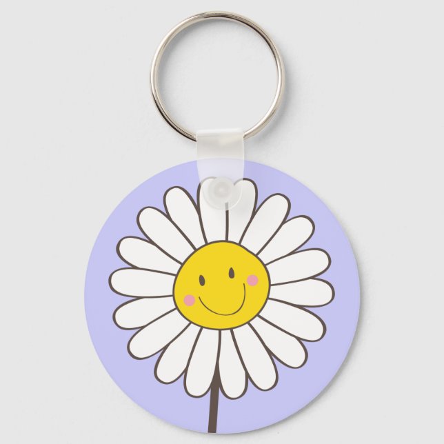 Nyckelkedja för vit Daisy från lycklig Nyckelring (Framsida)