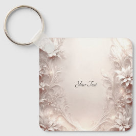 Nyckelkedja för vit elfenben-Blommigt Nyckelring