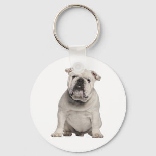 Nyckelkedja för vit engelsk bulldog-Hund Nyckelring