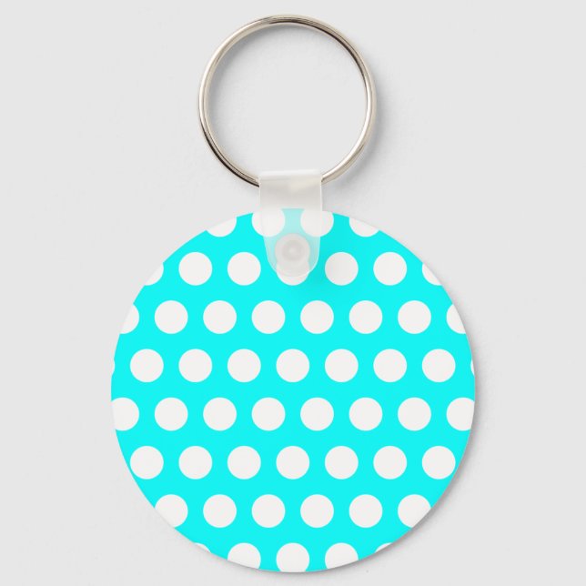 Nyckelkedja för vit Polka dots Nyckelring (Framsida)