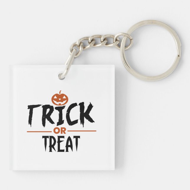 Nyckelkedja för vit Snyggt Happy halloween (Baksidan)