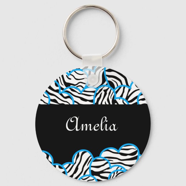 Nyckelkedja för Zebra-hjärtan Nyckelring (Framsida)
