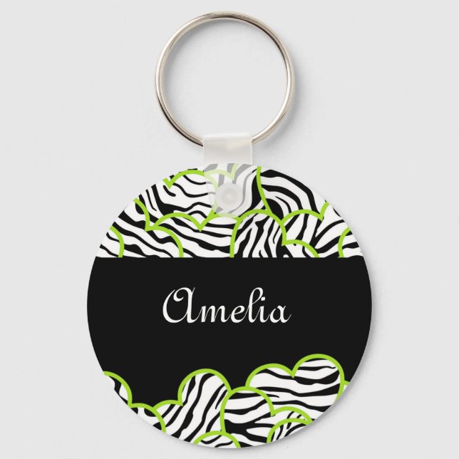 Nyckelkedja för Zebra-hjärtan Nyckelring (Framsida)