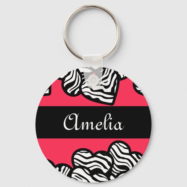 Nyckelkedja för Zebra-hjärtan Nyckelring (Framsida)