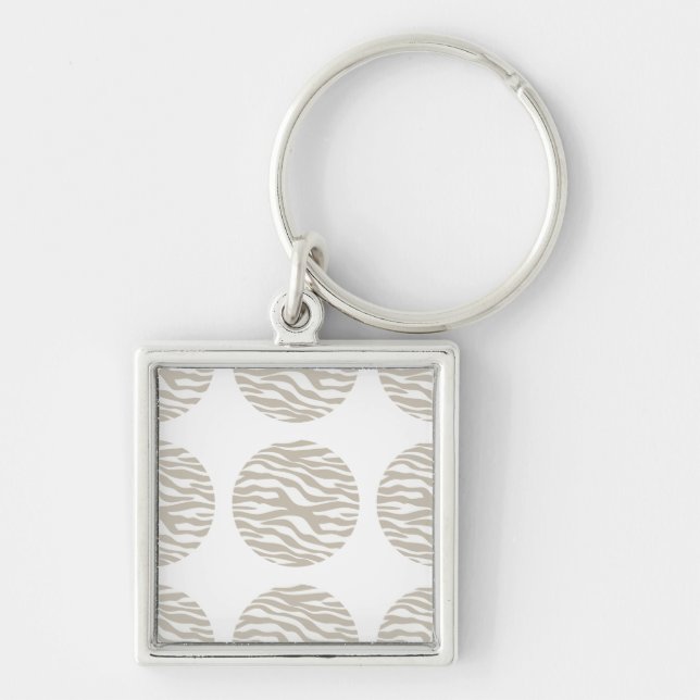 Nyckelkedja för Zebra tryck Polka dots Premium Key Fyrkantig Silverfärgad Nyckelring (Framsidan)