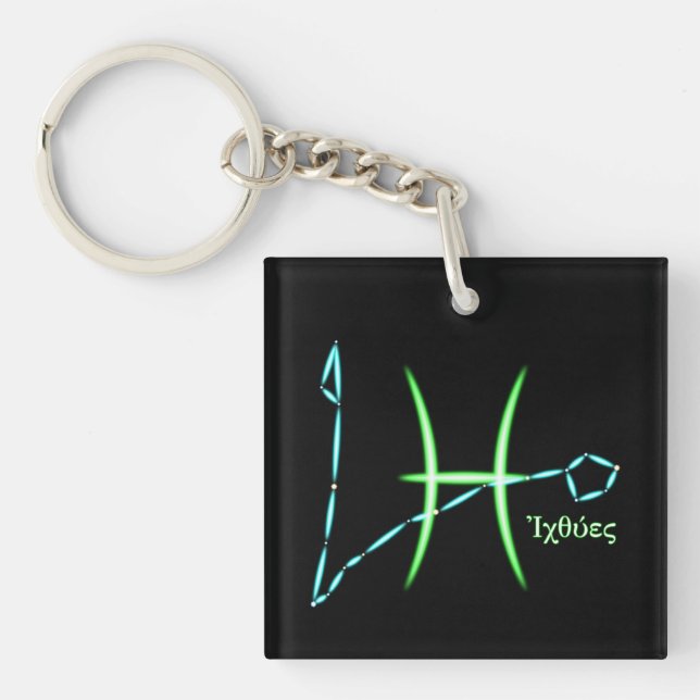 Nyckelkedja för Zodiac Constellation Pisces (Framsidan)