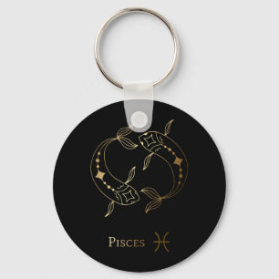 Nyckelkedja för Zodiac-tecken/Pisces-tecken i guld Nyckelring