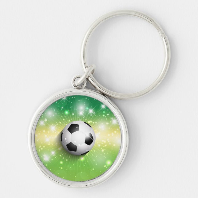 Nyckelkedja - Fotboll Rund Silverfärgad Nyckelring (Framsidan)
