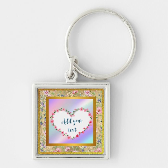 Nyckelkedja Fyrkantig Silverfärgad Nyckelring (Framsidan)