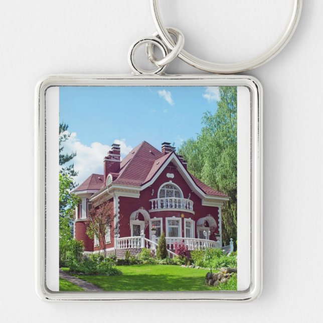 Nyckelkedja Fyrkantig Silverfärgad Nyckelring (Framsidan)