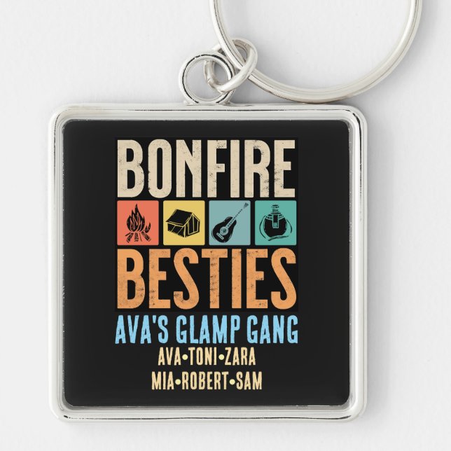 Nyckelkedja Fyrkantig Silverfärgad Nyckelring (Framsidan)