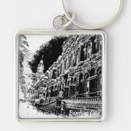 nyckelkedja fyrkantig silverfärgad nyckelring