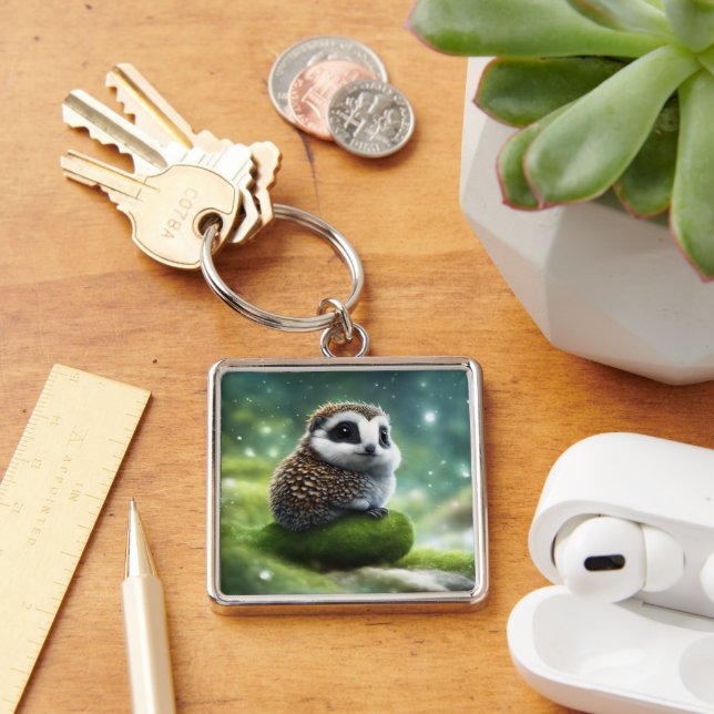 Nyckelkedja Fyrkantig Silverfärgad Nyckelring (Skrivbord)