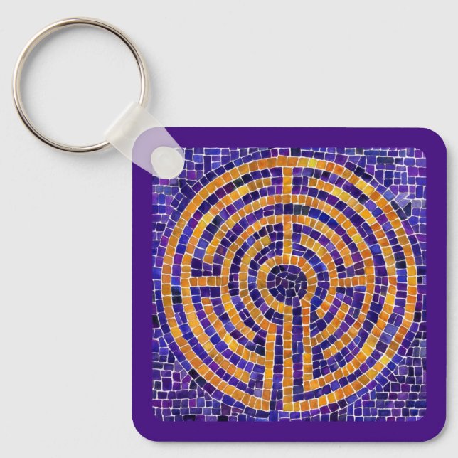 Nyckelkedja i LABYRINTH MOSAIC Square Metall Nyckelring (Framsida)