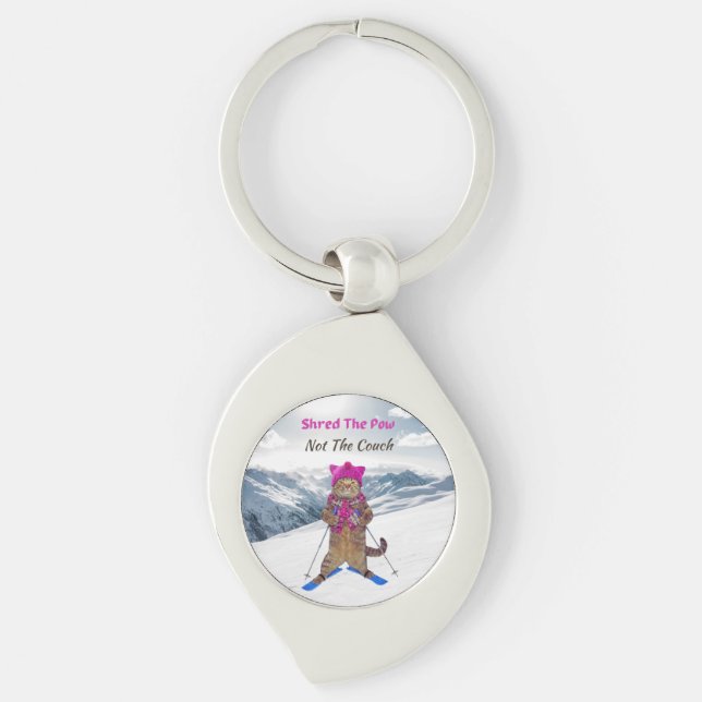 Nyckelkedja i metall, Ski-katt i Pow (Framsidan)