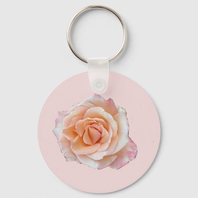 Nyckelkedja i rosa ros, grundläggande nyckelknapp nyckelring (Framsida)